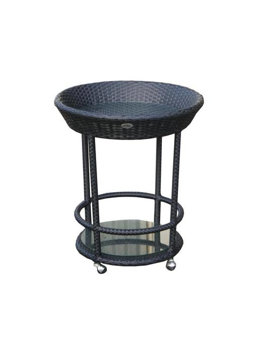Bartafel Californie rond - Zwart - Plat vlechtwerk