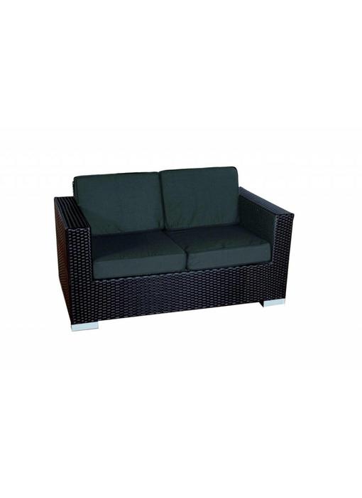 Tuinbank 2 zit Parijs - Zwart - Plat vlechtwerk