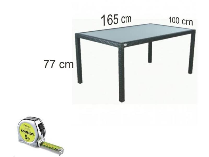 Tuintafel Valetta II - Zwart - Plat vlechtwerk