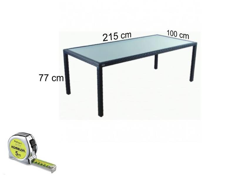 Tuintafel Valetta III - Zwart - Plat vlechtwerk