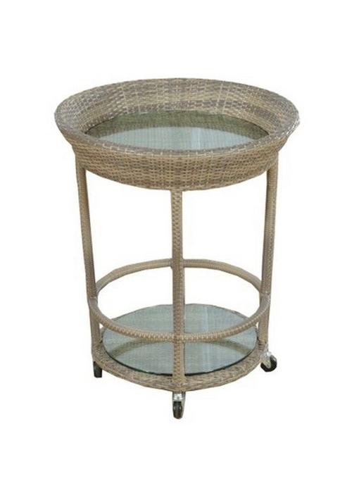 Bartafel Californie rond - Cappuccino - Plat vlechtwerk