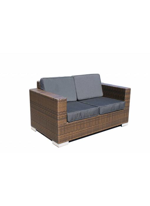 Tuinbank 2 zit Parijs - Bruin - Plat vlechtwerk