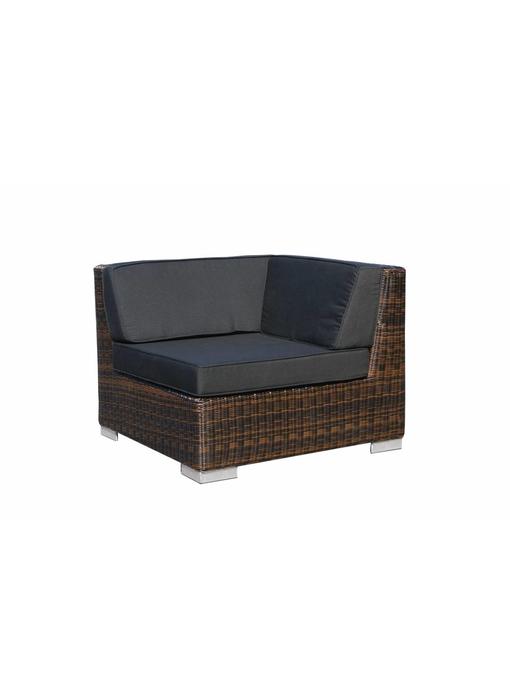 Hoekdeel Loungeset Londen - Bruin - Plat vlechtwerk