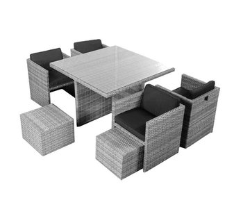 Tuinset Venetie - Grijs geborsteld - Plat vlechtwerk