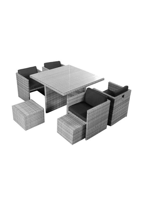 Tuinset Venetie - Grijs - Plat vlechtwerk