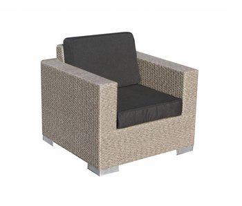 Stoel Parijs - Grijs geborsteld - Plat vlechtwerk