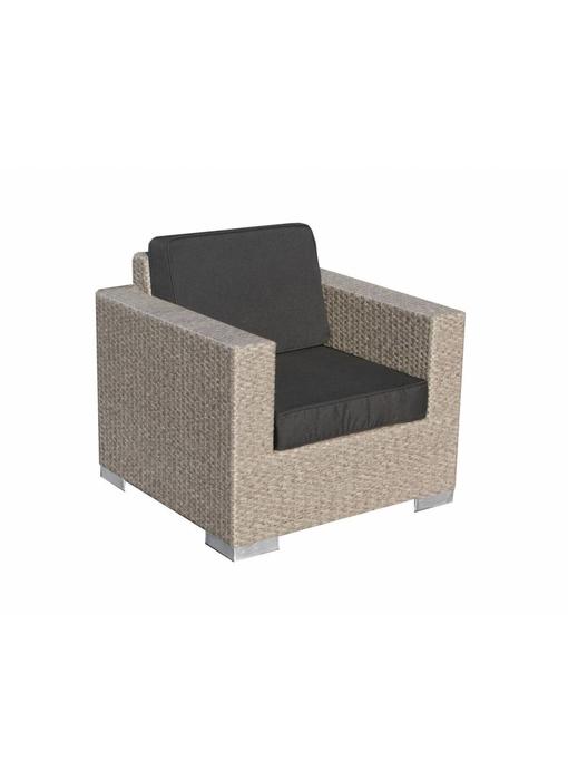 Stoel Parijs - Grijs geborsteld - Plat vlechtwerk