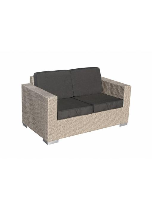 Tuinbank 2 zit Parijs - Grijs geborsteld - Plat vlechtwerk