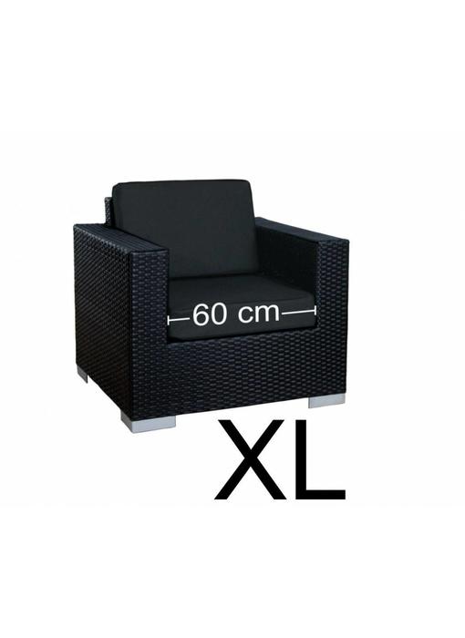 Stoel Parijs XL - Zwart - Plat vlechtwerk