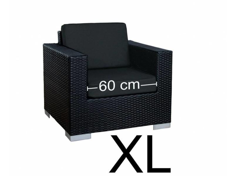 Stoel Parijs XL - Zwart - Plat vlechtwerk