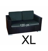 Tuinbank 2 zits Parijs XL - Zwart - Plat vlechtwerk