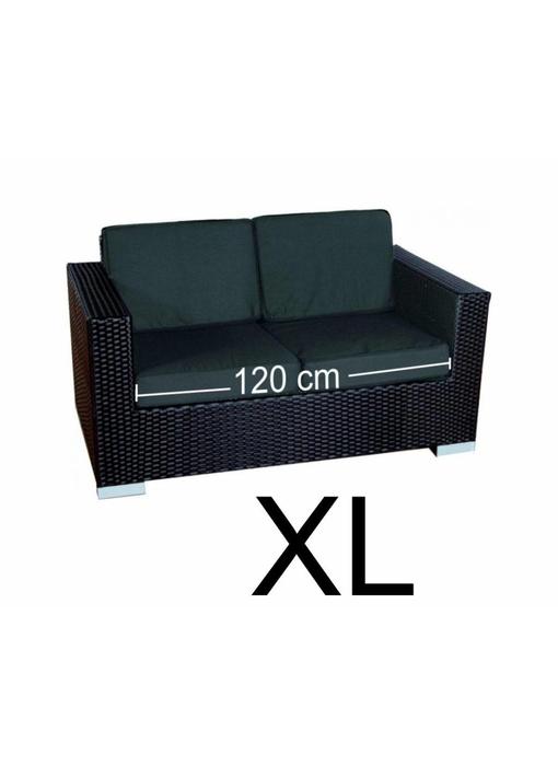 Tuinbank 2 zits Parijs XL - Zwart - Plat vlechtwerk