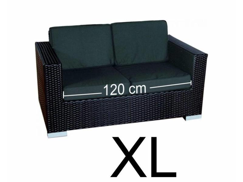 Tuinbank 2 zits Parijs XL - Zwart - Plat vlechtwerk