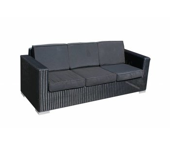 Tuinbank 3 zit Parijs - Zwart - Rond vlechtwerk