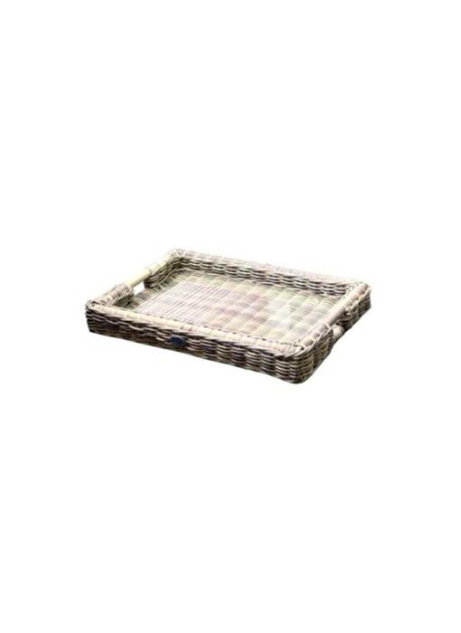 Dienblad rechthoek - Naturel - Rond vlechtwerk