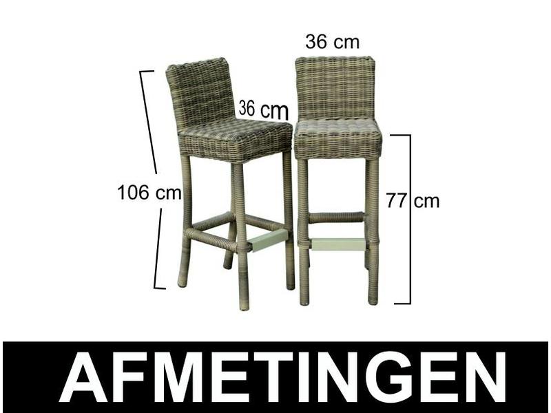 Barset Sofia met barkruk Sofia II - Naturel - Rond vlechtwerk