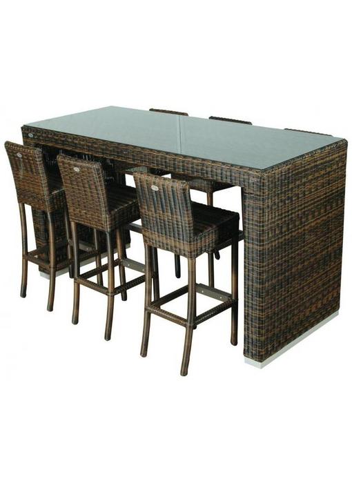 Barset Athene met barkruk Sofia II - Bruin - Rond vlechtwerk