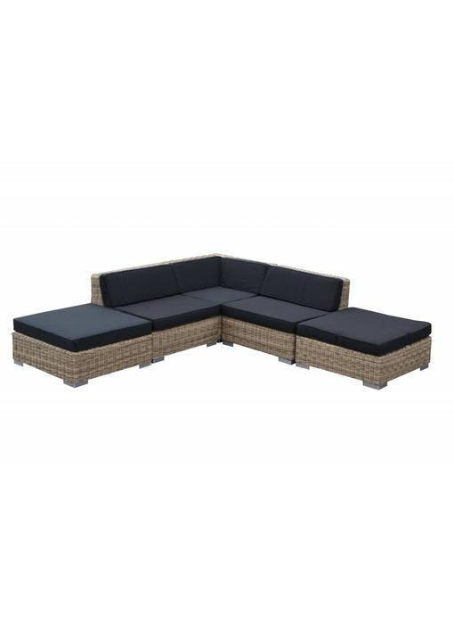Loungeset Londen 1220 - Naturel - Rond vlechtwerk
