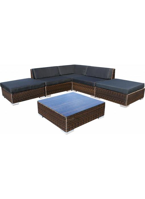 Loungeset Londen 1221 - Bruin - Rond vlechtwerk