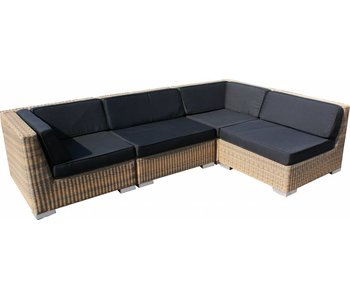 Loungeset Londen 2200 - Cappuccino - Rond vlechtwerk