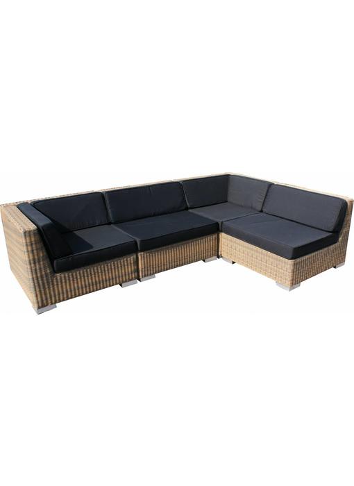 Loungeset Londen 2200 - Cappuccino - Rond vlechtwerk