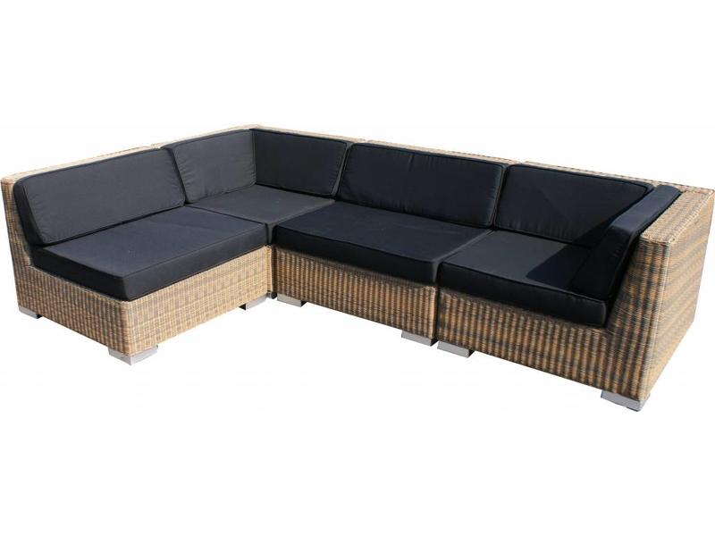 Loungeset Londen 2200 - Cappuccino - Rond vlechtwerk