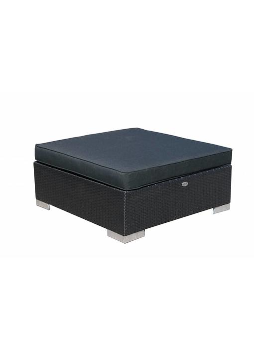 Hocker Londen - Zwart - Plat vlechtwerk