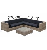Loungeset Londen 3201 - Naturel - Rond vlechtwerk