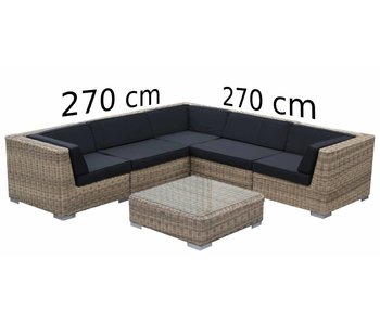 Loungeset Londen 3201 - Naturel - Rond vlechtwerk