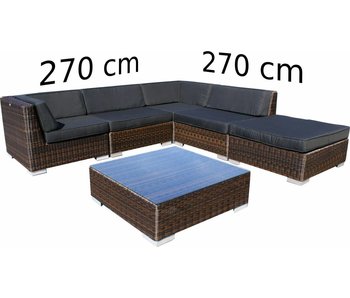 Loungeset Londen 2211 - Bruin - Rond vlechtwerk