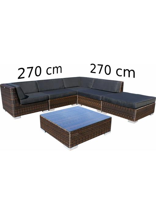 Loungeset Londen 2211 - Bruin - Rond vlechtwerk