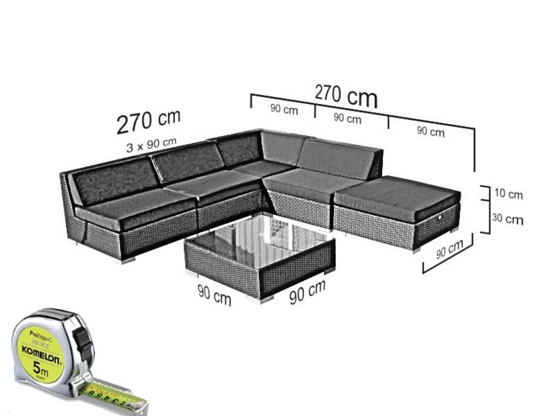 Loungeset Londen 2211 - Grijs geborsteld - Plat vlechtwerk