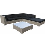 Loungeset Londen 2211 - Grijs geborsteld - Plat vlechtwerk