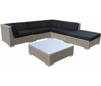 Loungeset Londen 2211 - Grijs geborsteld - Plat vlechtwerk