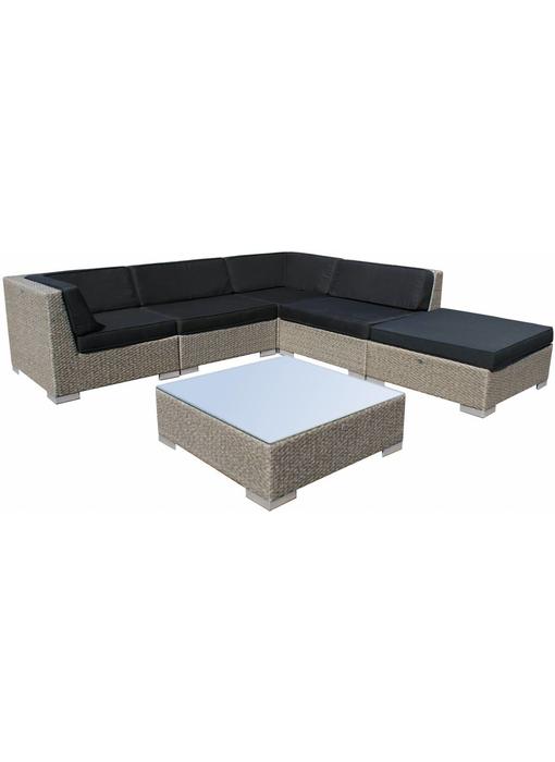 Loungeset Londen 2211 - Grijs geborsteld - Plat vlechtwerk