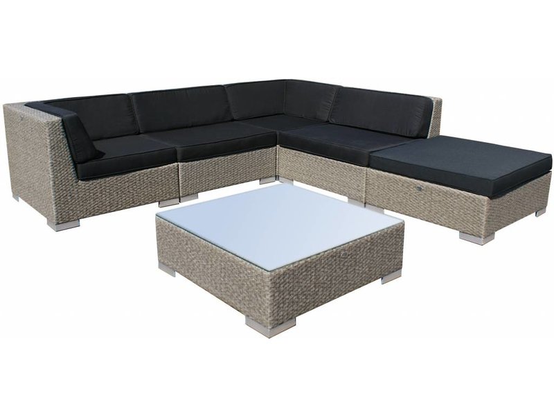 Loungeset Londen 2211 - Grijs geborsteld - Plat vlechtwerk