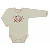 Baby-Body langarm nature weiss mit Fahrrad und Blumen mir rosa Saum.