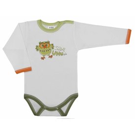  Baby-Body langarm weiss mit kleinem lustigem Eulen Motiv
