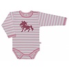 Einteiler langarm rosa weiss gestreift mit Glitzer Einhorn