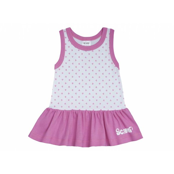  Mädchenkleid Träger weiss mit vielen kleinen rosa Herzchen