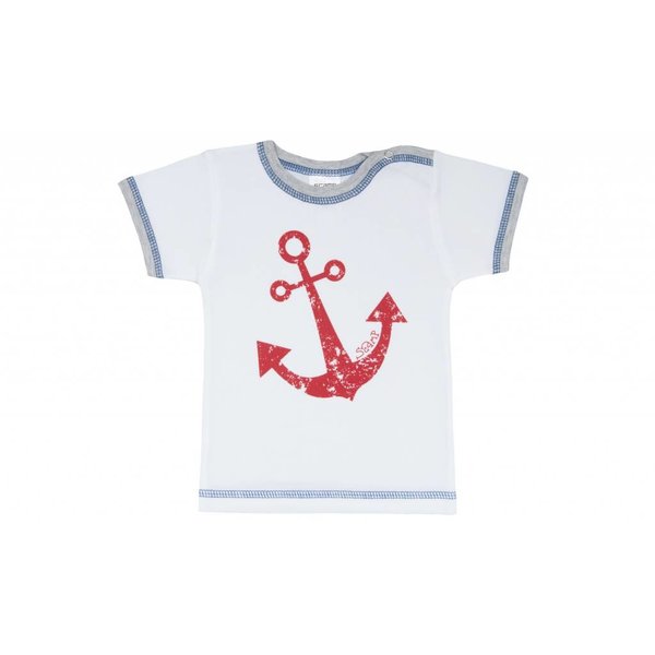  Kurzarm T-Shirt weiss mit grossem rotem Anker Symbol