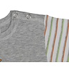 Baby-Body langarm grau mit Mäuschen Motiv, Ärmel schmal weiss-grün-orange gestreift