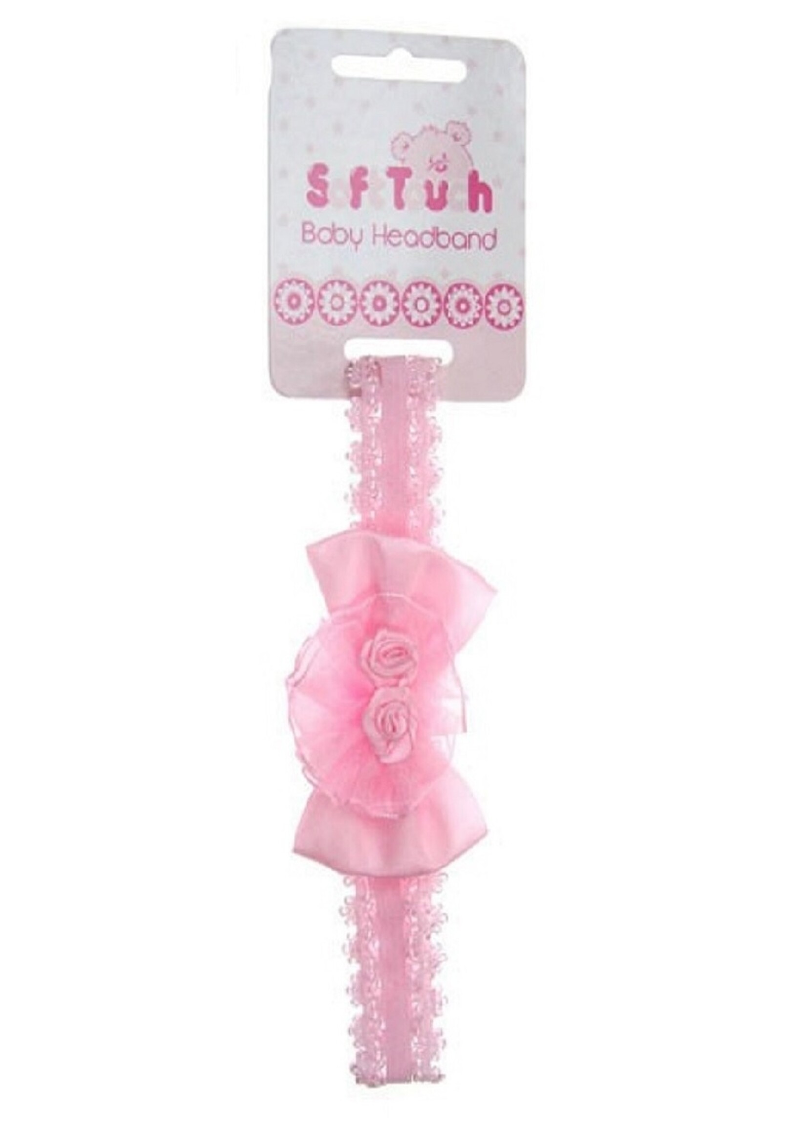 Soft Touch Baby Haarband met Strik en Roosjes