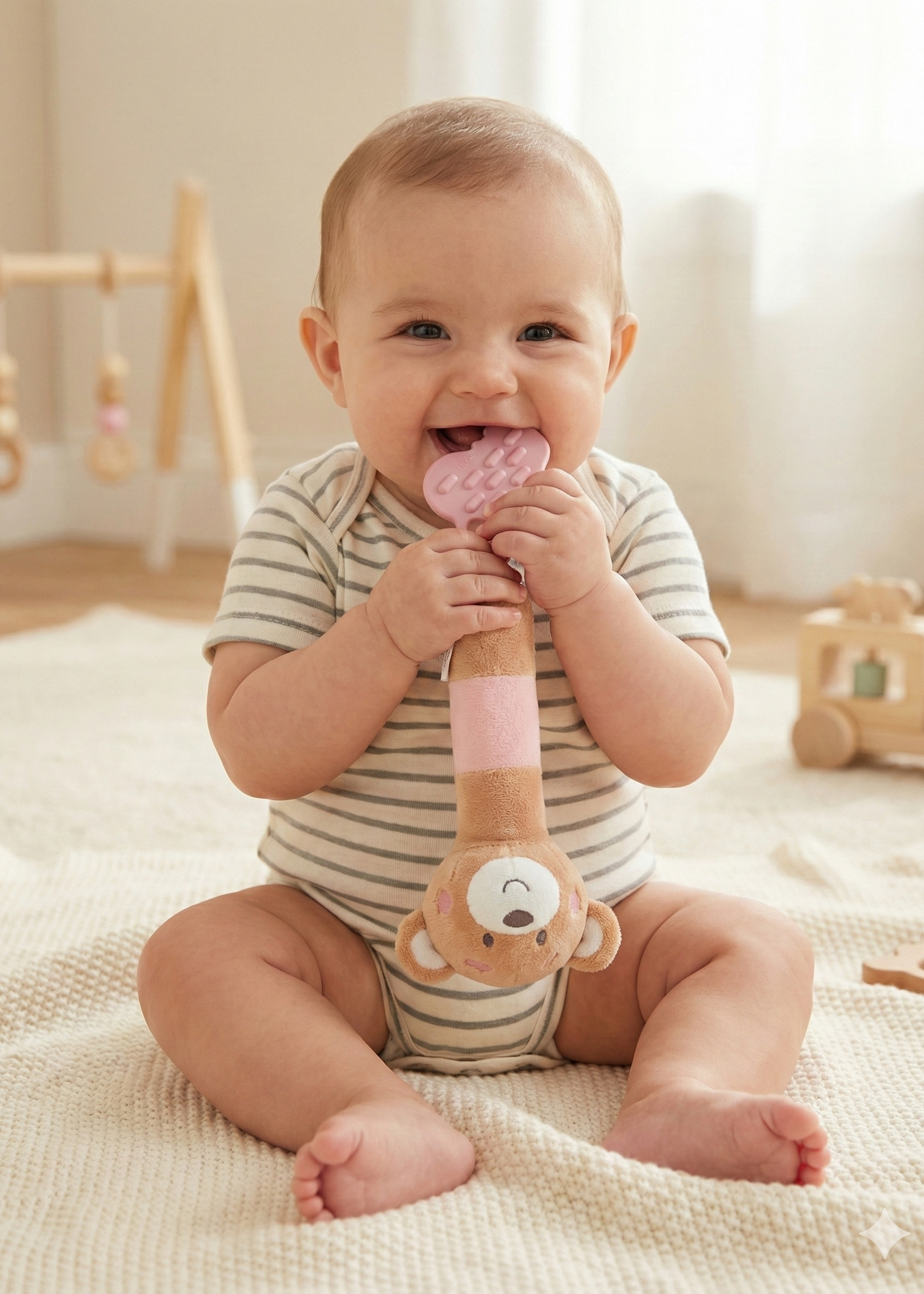 Snuggle Baby Rammelaar Piepbeest - Beer