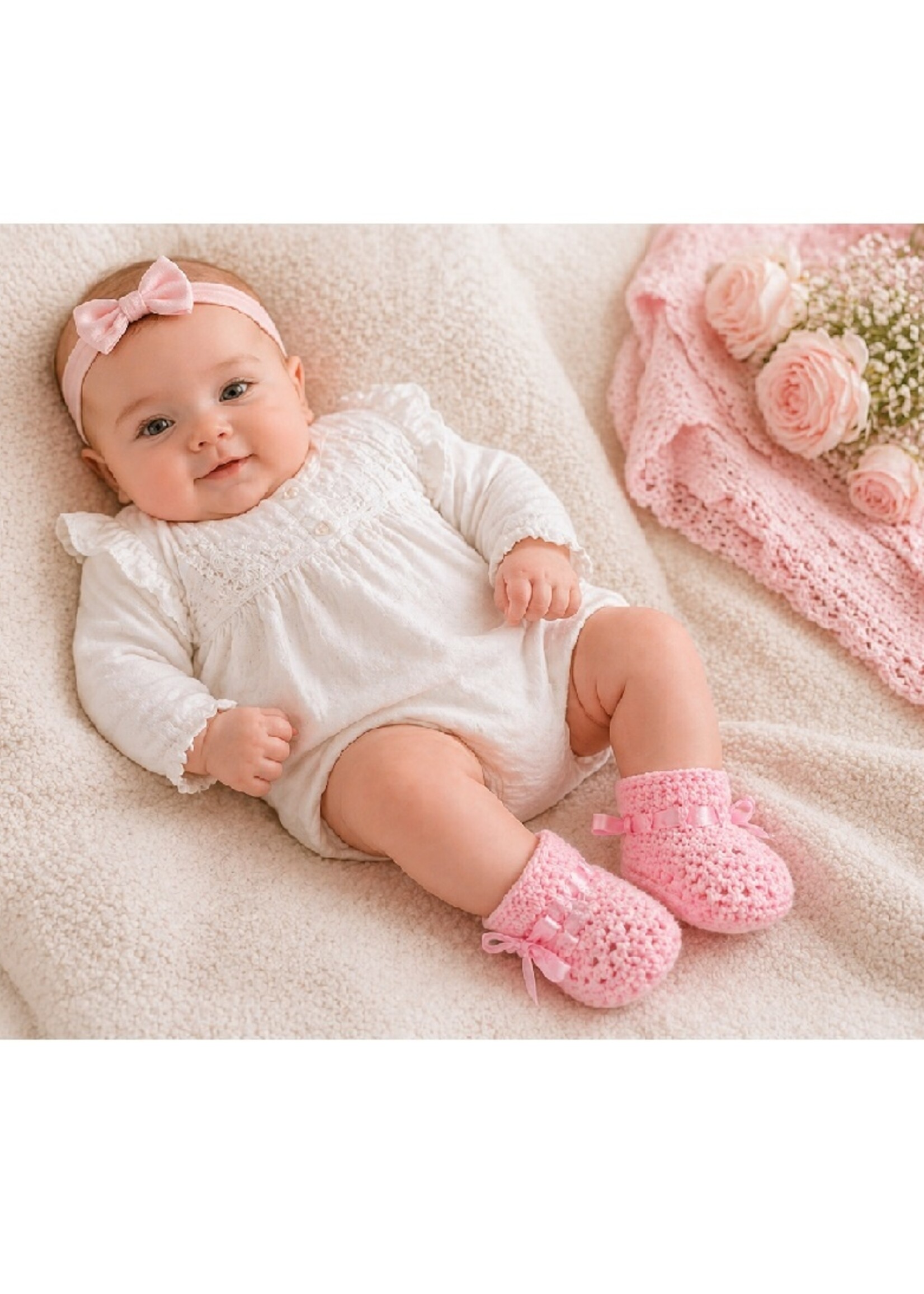 Soft Touch Gehaakte babyslofjes met strikje