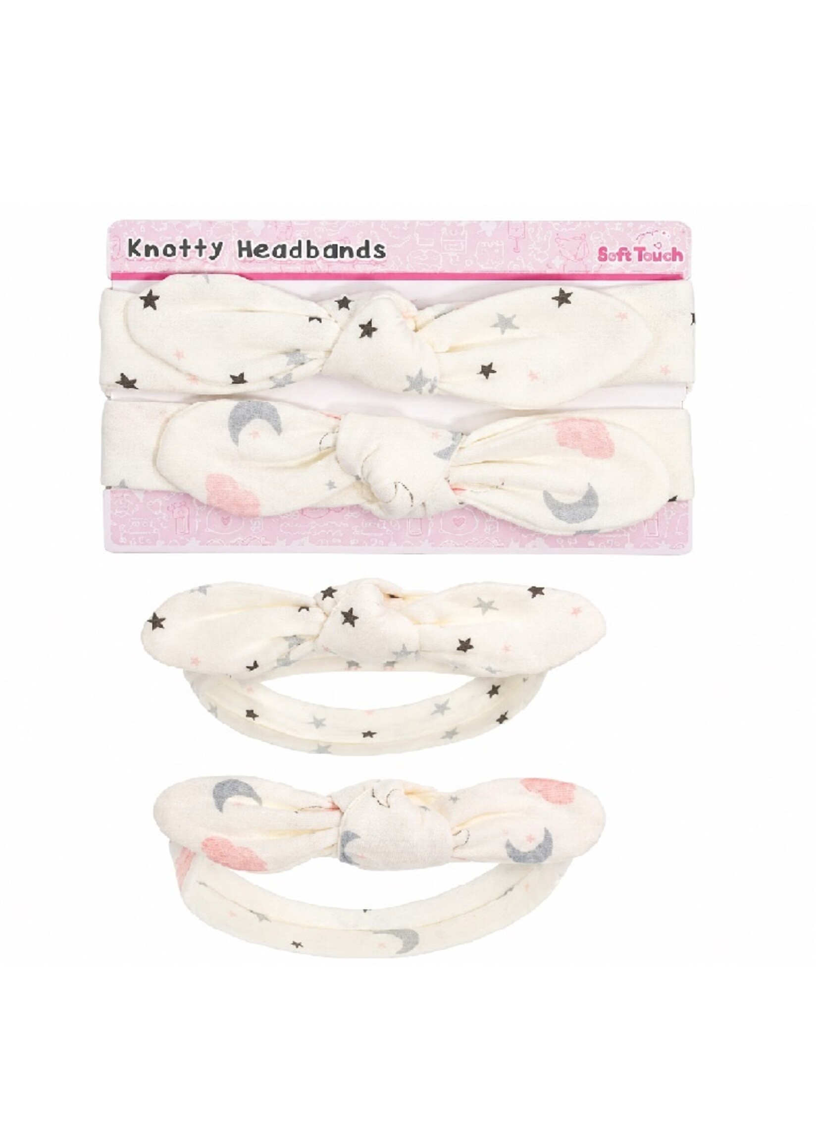 2  Knotty Baby Haarbanden 'Stars, Clouds & Moon'