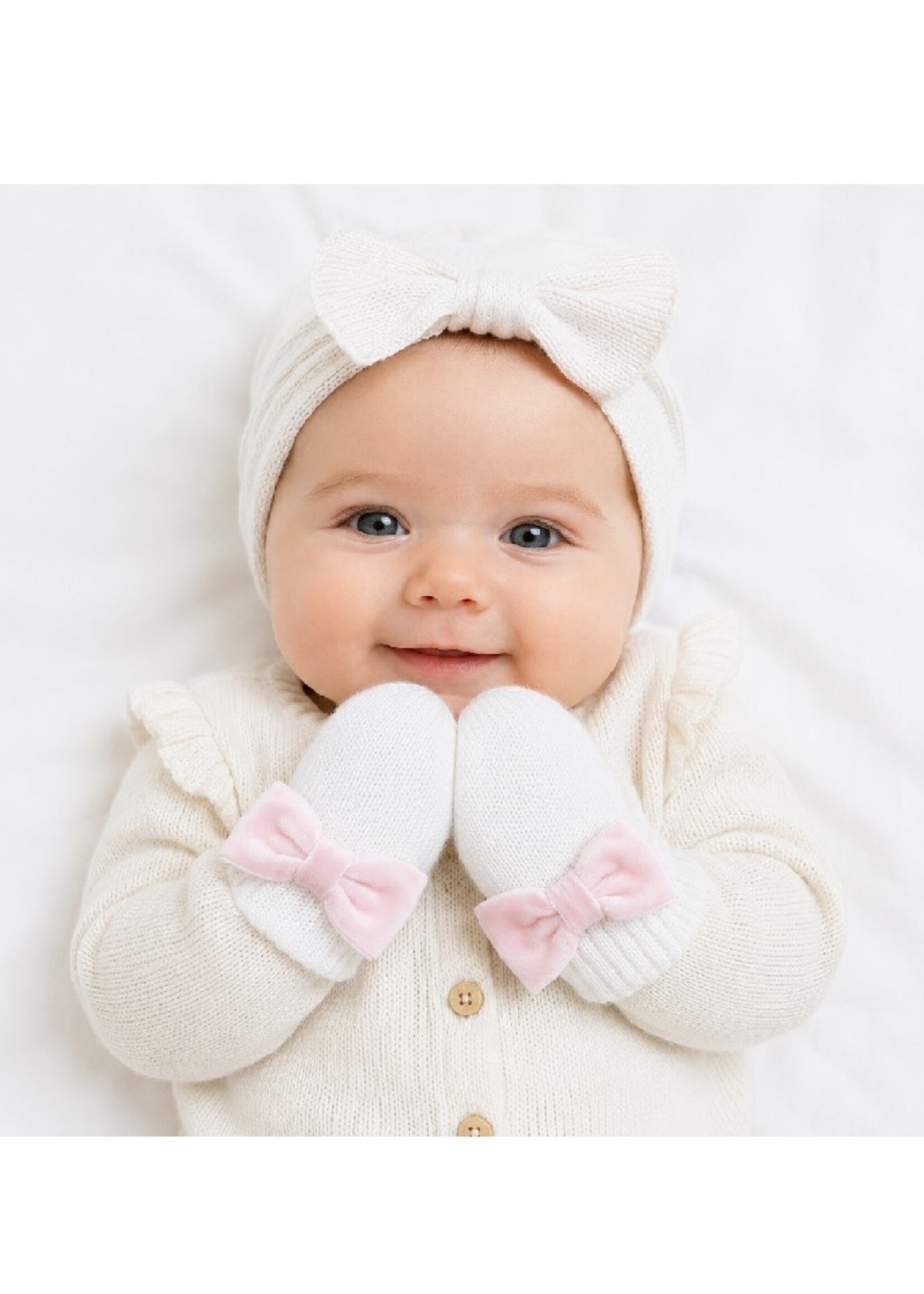 Pesci Gebeide Babywantjes met Strik - 9 cm