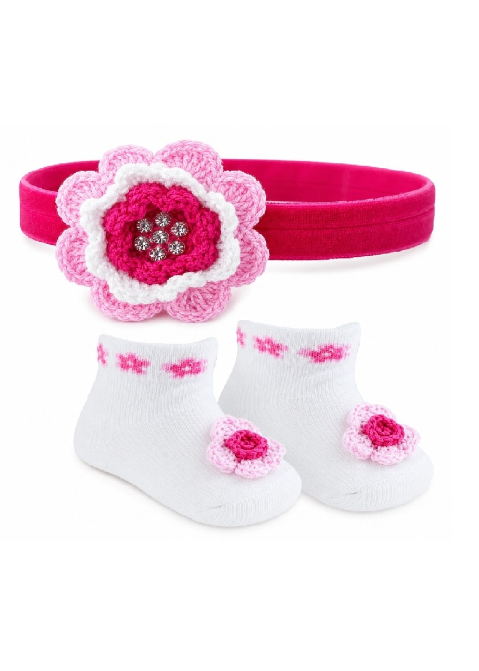 Soft Touch Gehaakt babysetje - Haarband en sokjes