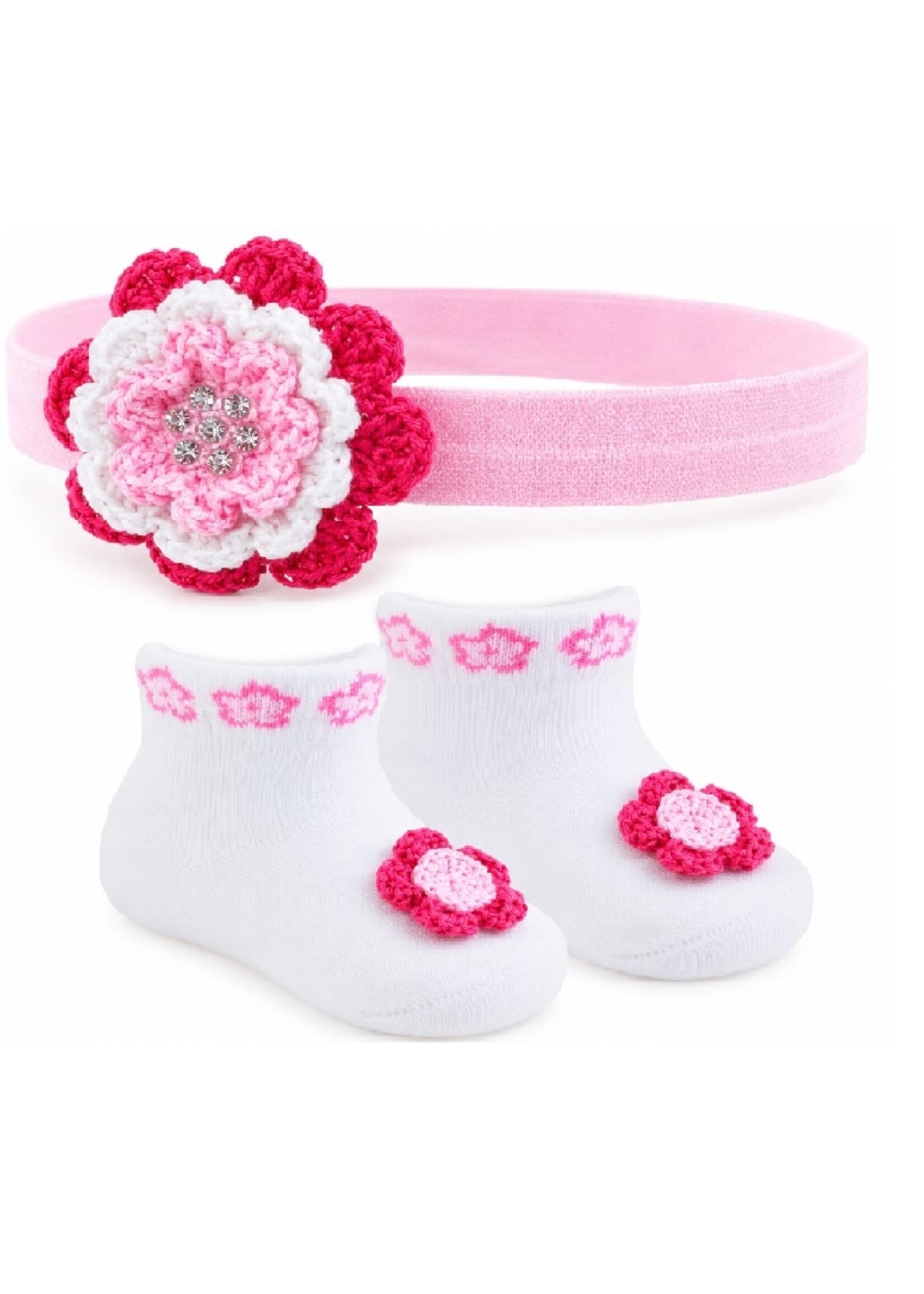 Soft Touch Gehaakt babysetje - Haarband en sokjes