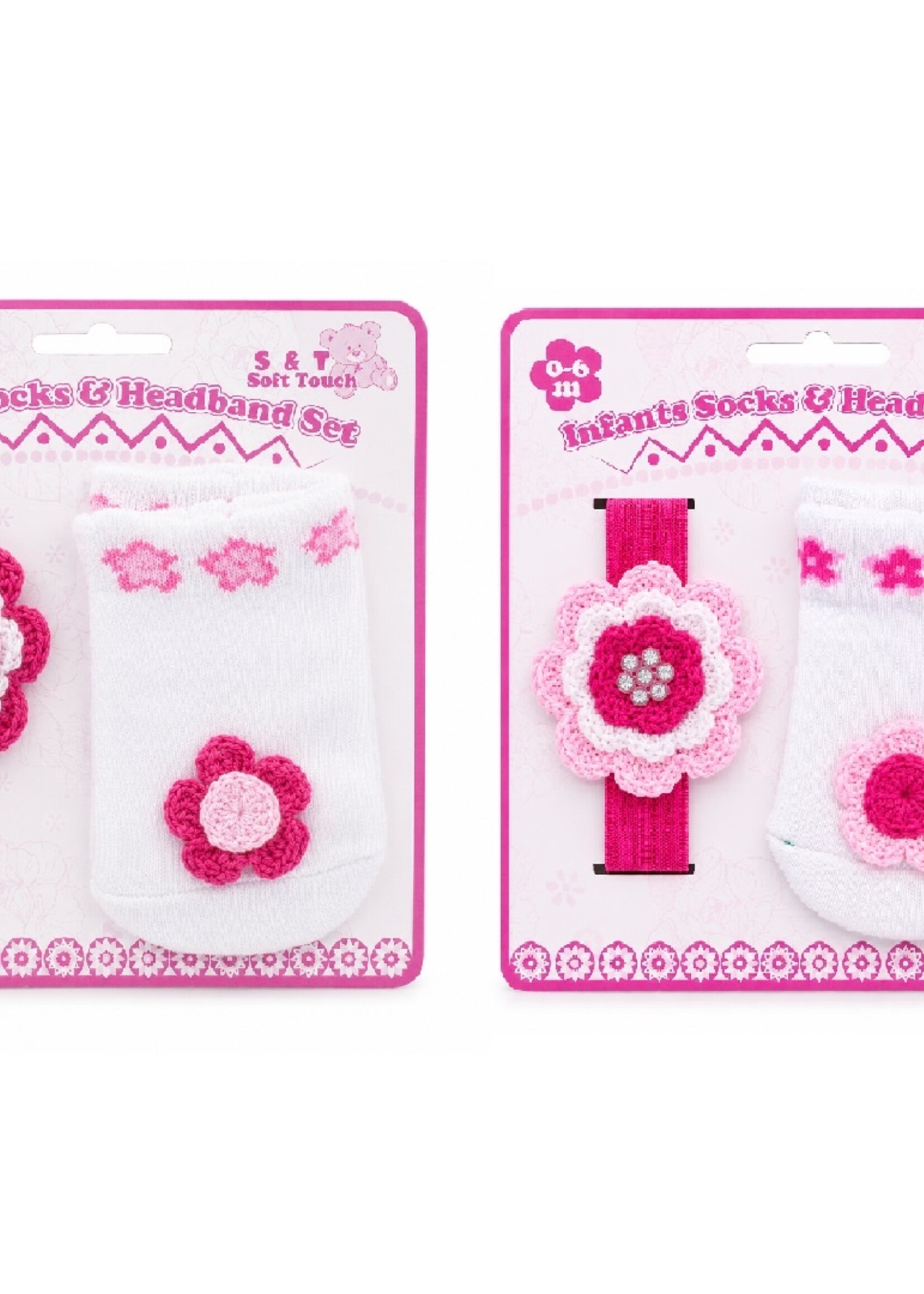 Soft Touch Gehaakt babysetje - Haarband en sokjes